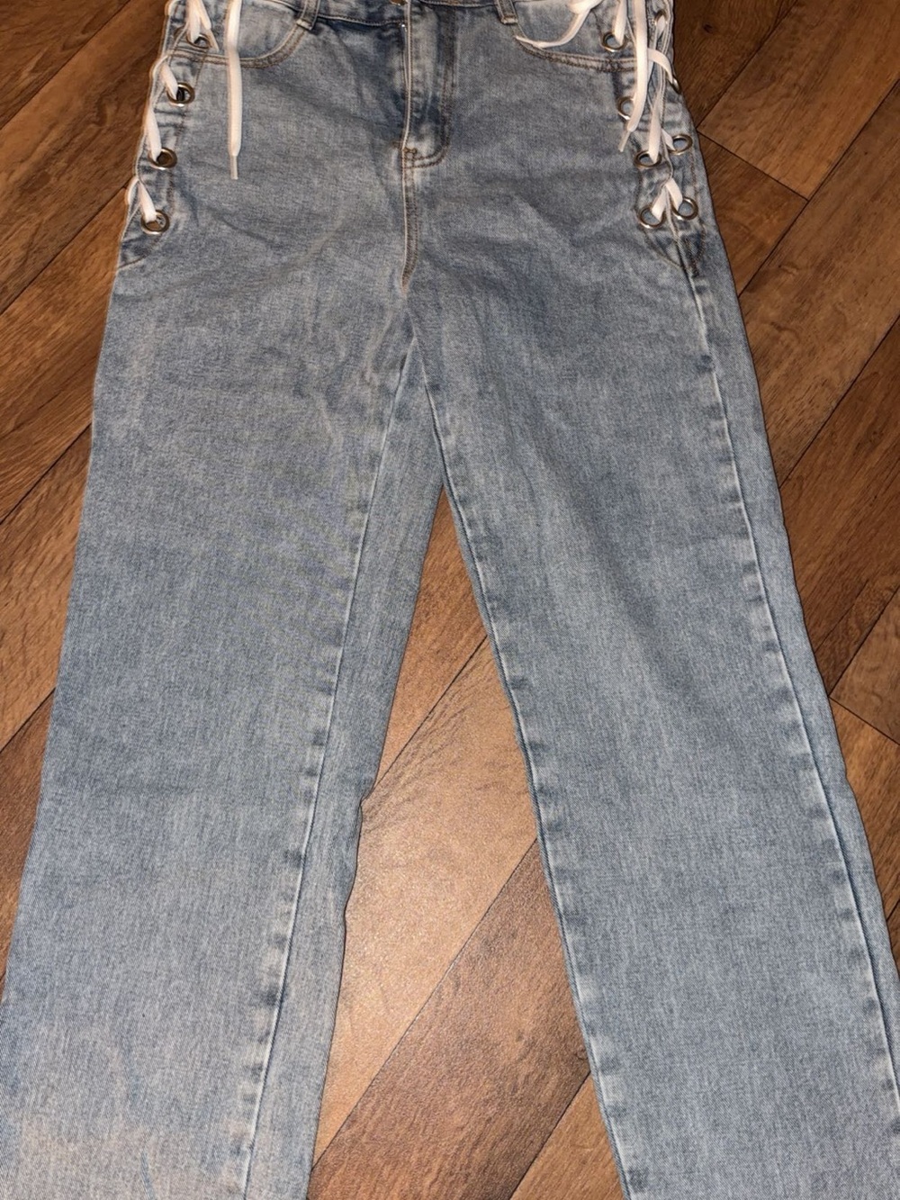 Fashion Nova High-Rise Light Blue Lace-Up Women’s Jeans